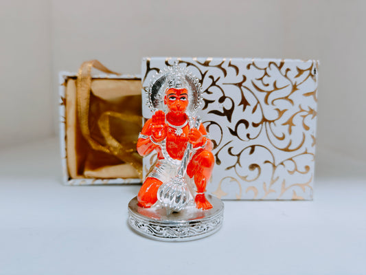 Silver Plated Hanuman Ji Statue: Perfect for Car Dashboard and Gifting (100 GM)