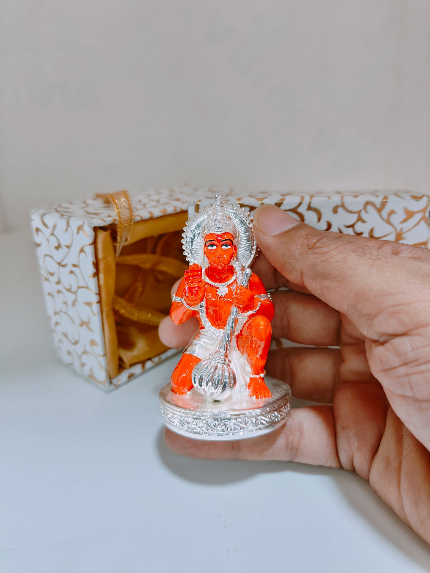 Silver Plated Hanuman Ji Statue: Perfect for Car Dashboard and Gifting (100 GM)