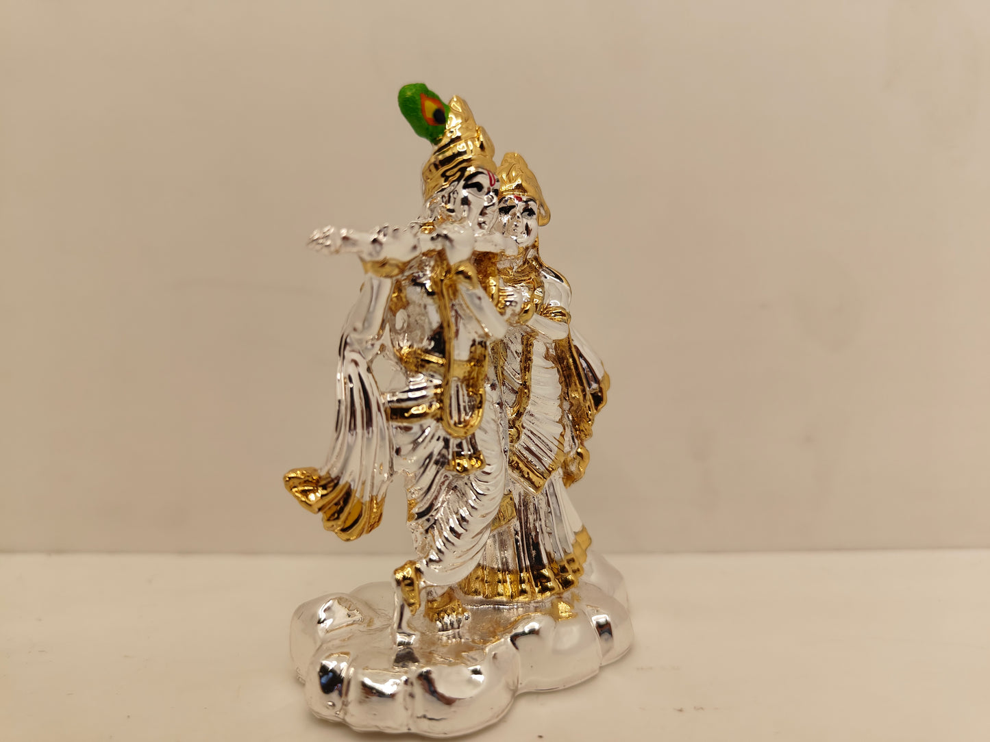 Gold and Silver Plated Radha Krishna: Divine Union in Elegant Design