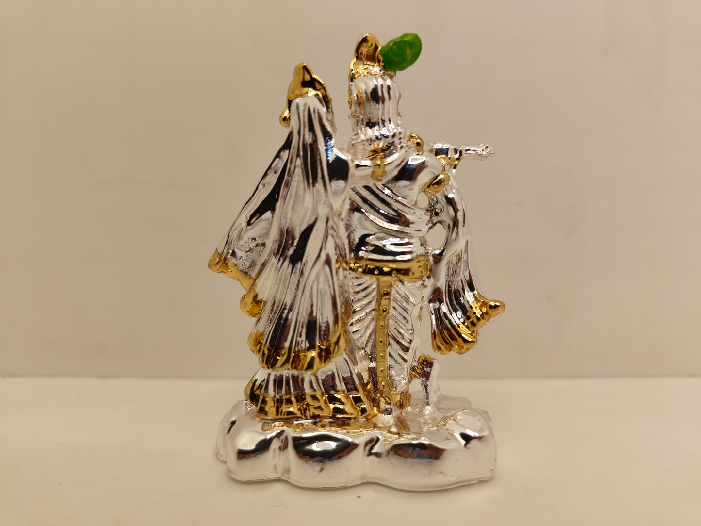 Gold and Silver Plated Radha Krishna: Divine Union in Elegant Design