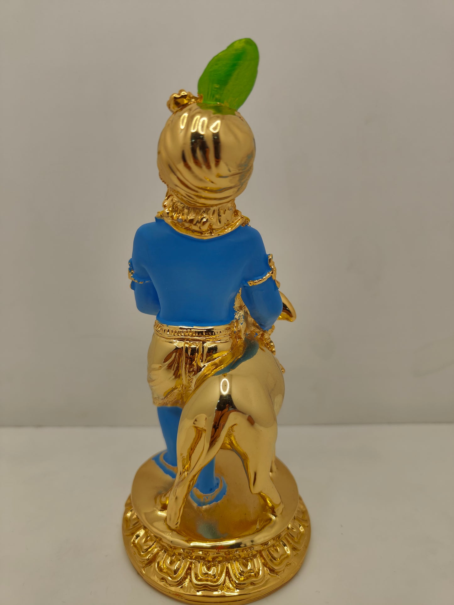 Gold Plated Krishna with Cow: Divine Bond of Love (6.5 Inches)