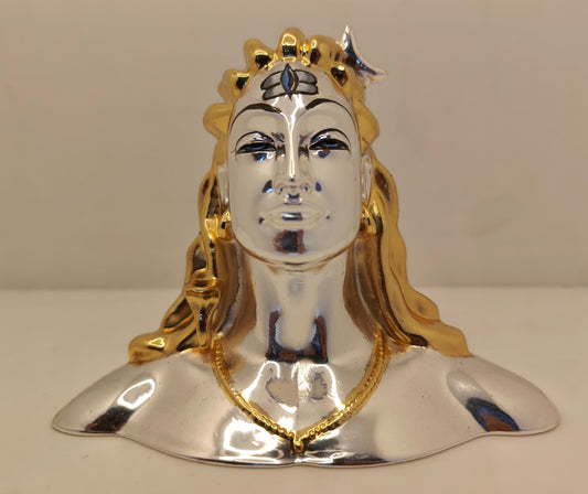 Gold and Silver Plated Shiva (Aadiyogi): Divine Fusion of Gold and Silver (4.5 Inches)