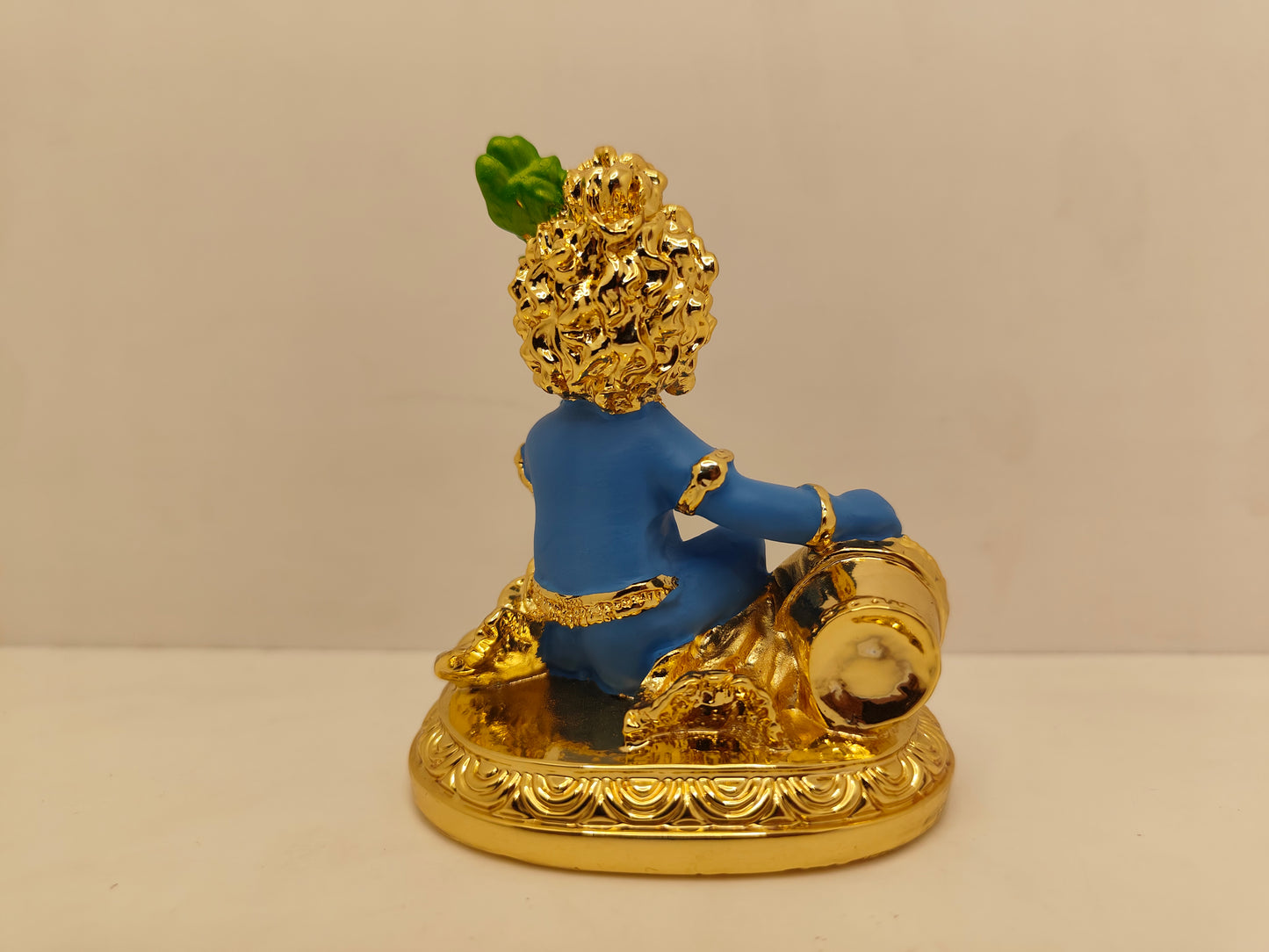 Gold Plated Makhan Chor Krishna: Divine Charm in 4 Inches