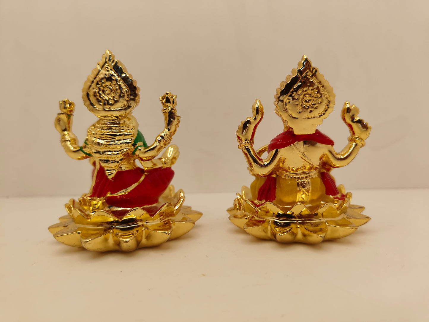 Gold Plated Lotus Laxmi Ganpati Set: Divine Abundance in Gold (3.25 Inches)