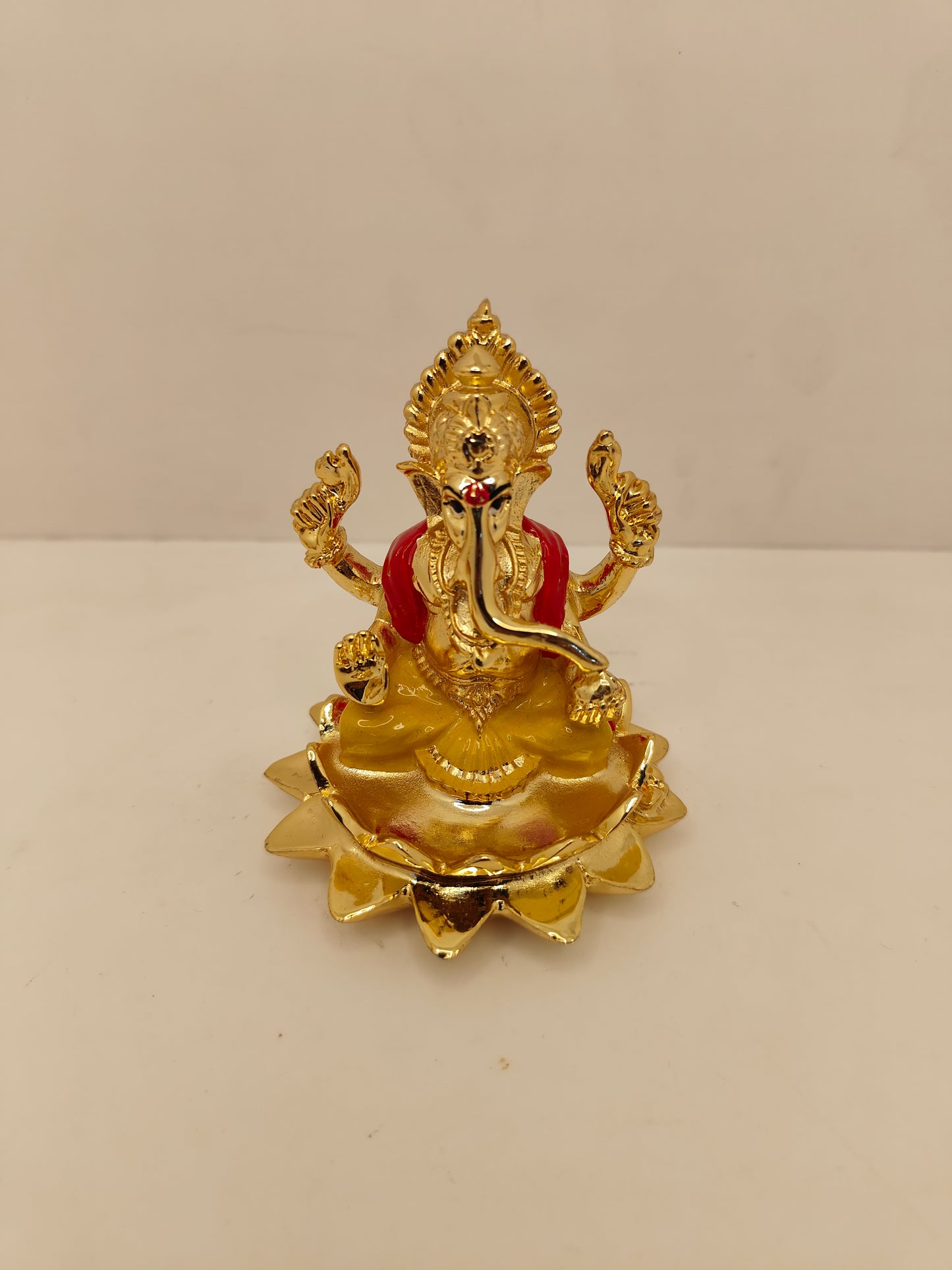 Gold Plated Lotus Ganpati: Divine Elegance in Gold (3.25 Inches)