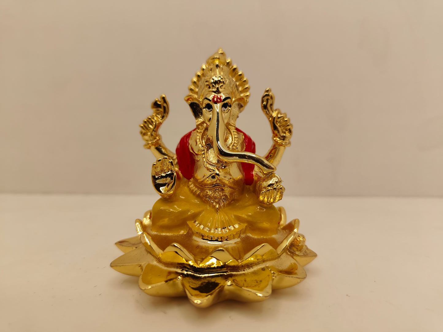 Gold Plated Lotus Ganpati: Divine Elegance in Gold (3.25 Inches)