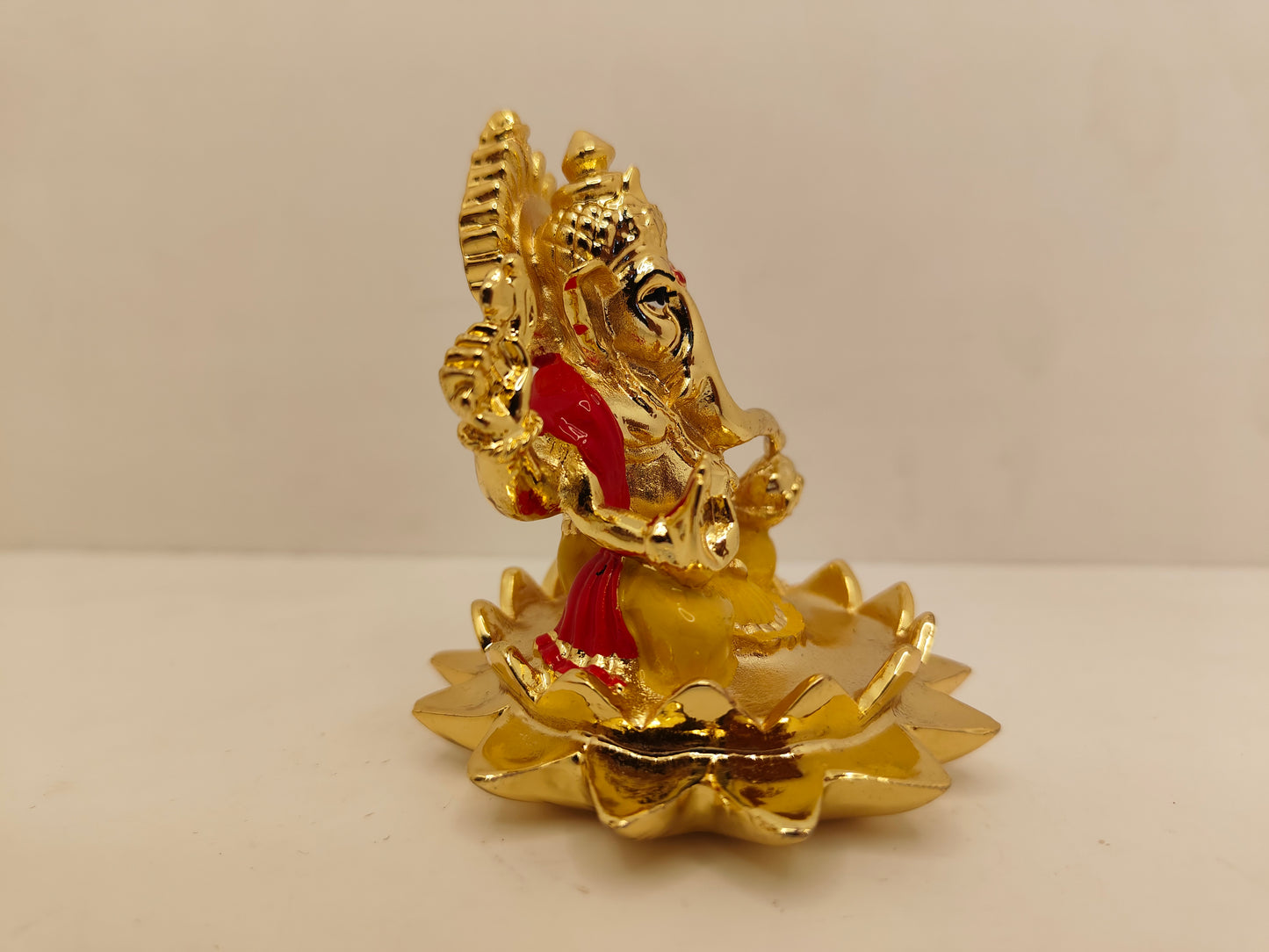 Gold Plated Lotus Ganpati: Divine Elegance in Gold (3.25 Inches)