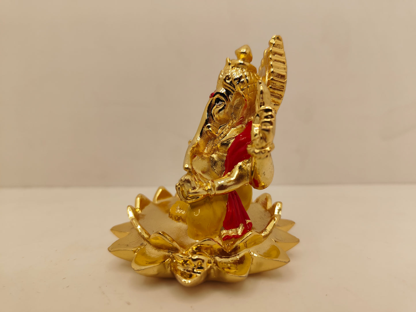 Gold Plated Lotus Ganpati: Divine Elegance in Gold (3.25 Inches)