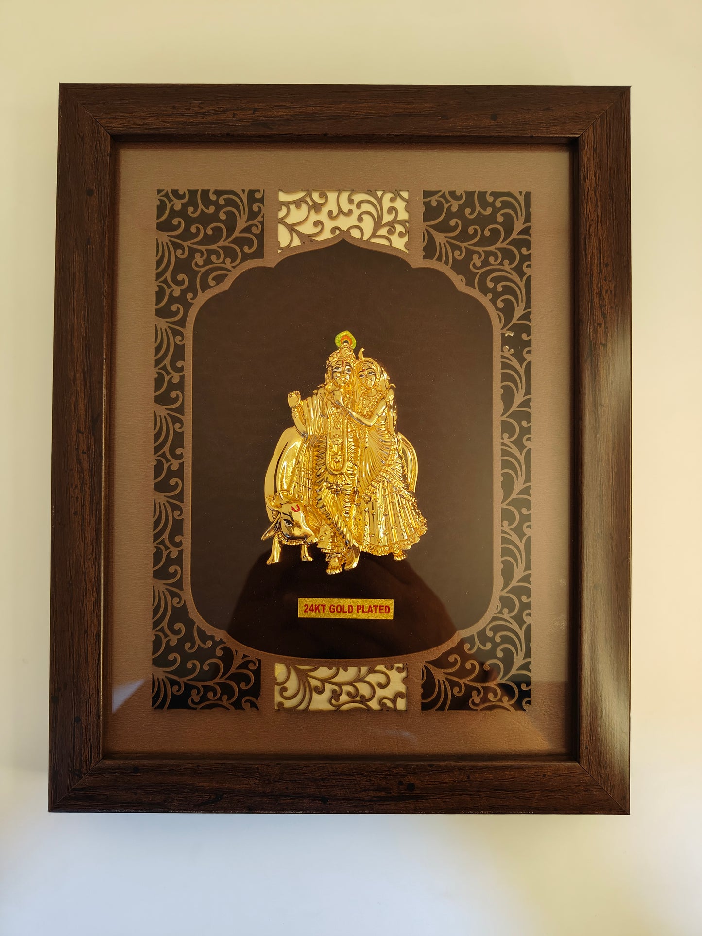 24K Gold Plated Radha Krishna Frame: Divine Beauty in Gold (11.9 Inches)