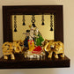 Silver Plated Radha Krishna with Gold Plated Elephant Temple: Divine Harmony