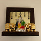 Silver Plated Radha Krishna with Gold Plated Elephant Temple: Divine Harmony