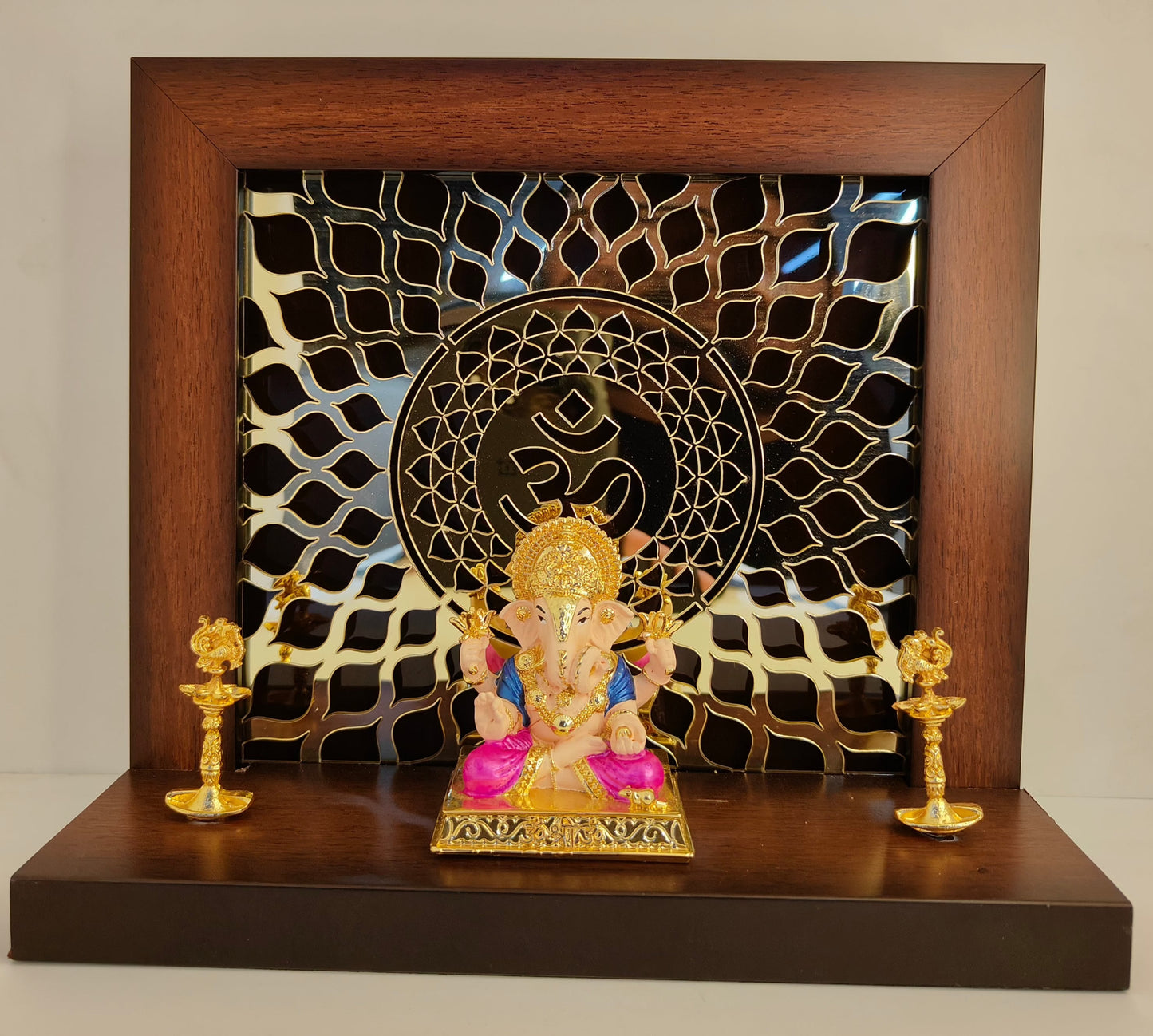 Gold Plated Ganesha Temple: Divine Abode of Lord Ganesha (9.10 Inches)