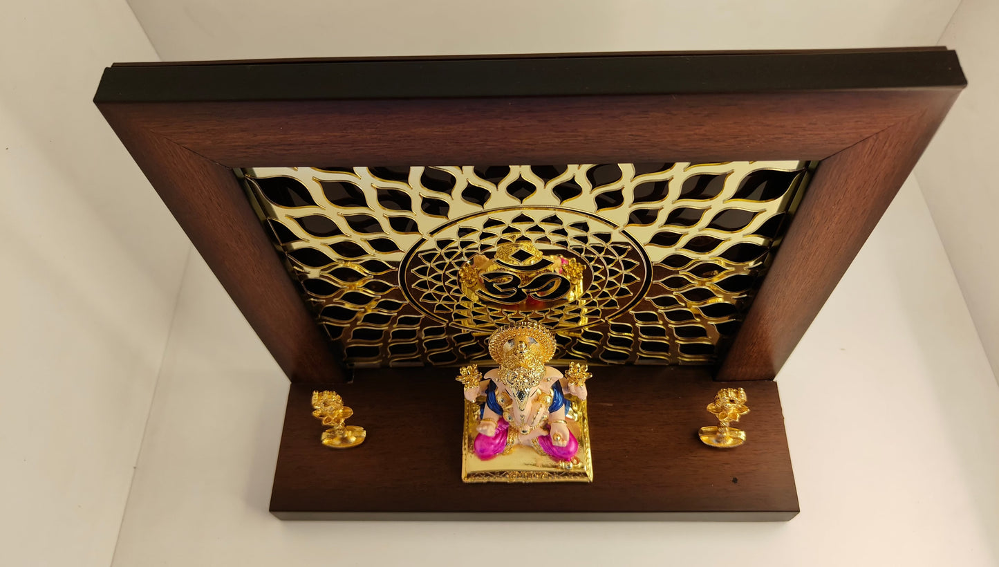 Gold Plated Ganesha Temple: Divine Abode of Lord Ganesha (9.10 Inches)