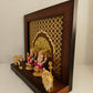 Gold Plated Laxmi Ganpati Set: Elephant Glass Meena Work Temple (9.10 Inches)