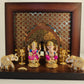 Gold Plated Laxmi Ganpati Set: Elephant Glass Meena Work Temple (9.10 Inches)