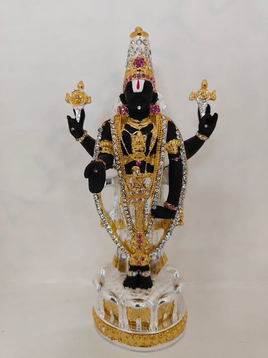 Gold and Silver Plated Lord Tirupati Balaji Statue 8-Inch