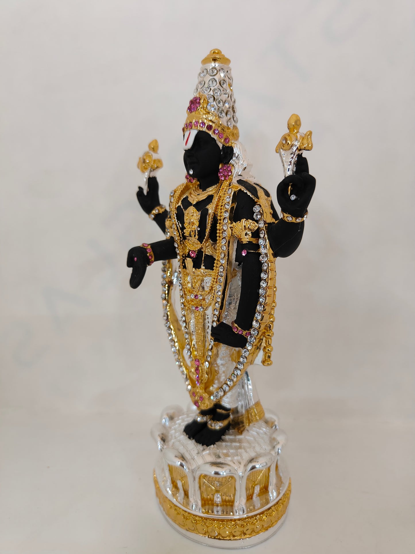 Gold and Silver Plated Lord Tirupati Balaji Statue 8-Inch