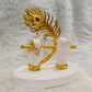 Gold Plated Krishna Ji Hands with Flute Figurine White 4.5 CM