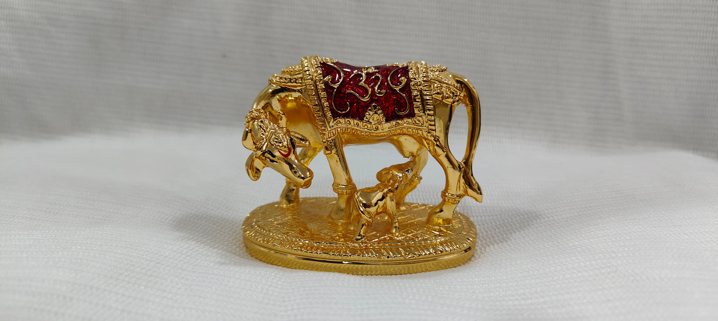 Cow calf gold plated l vastu kamadhenu l gau mata murti