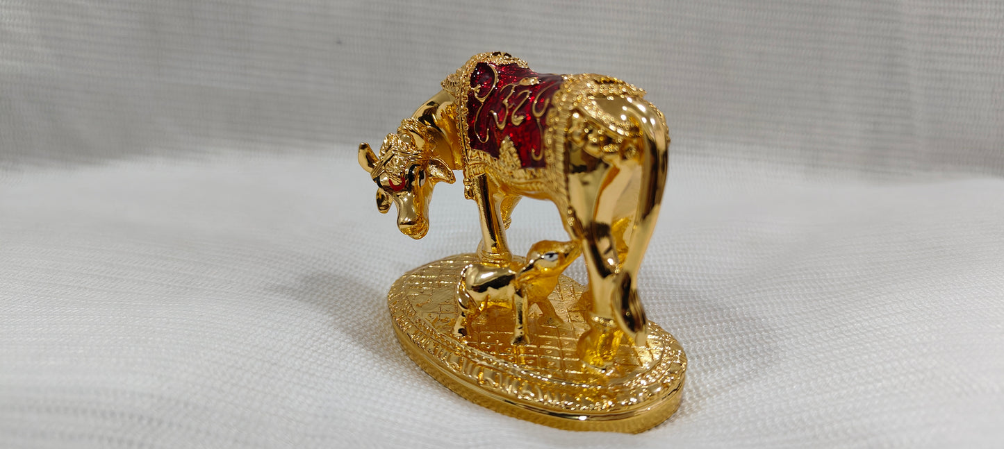 Cow calf gold plated l vastu kamadhenu l gau mata murti