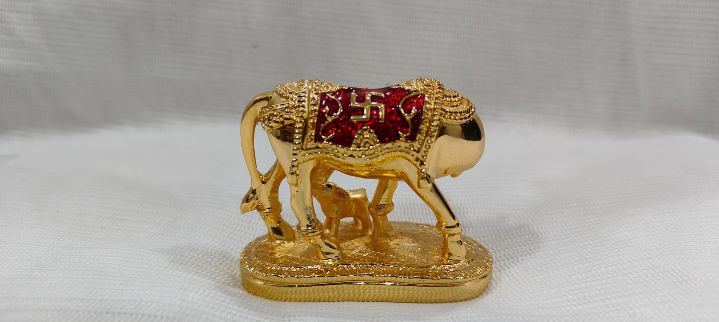 Cow calf gold plated l vastu kamadhenu l gau mata murti