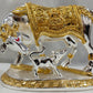 Premium Quality Gold and Silver Plated Kamdhenu Cow Calf 5*6 Inch