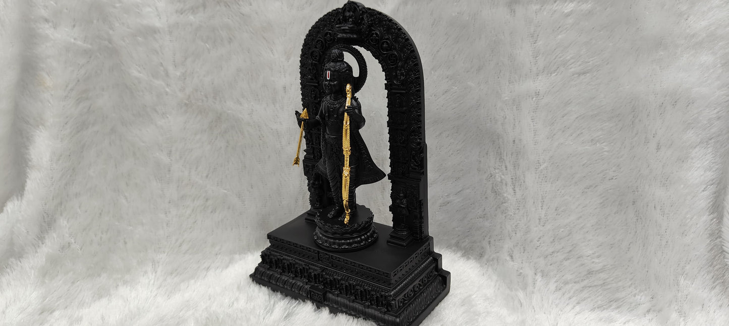 Premium Black Finish Ram Lalla with golden Bow and arrow (6.25 inch ) (For Bulk order contact us on 7700021919)