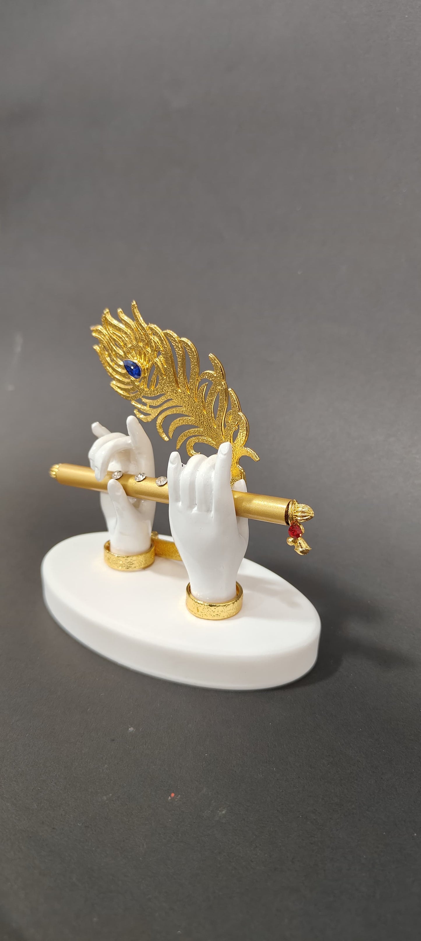 Gold Plated Krishna Hands with Flute 4.25 Inch