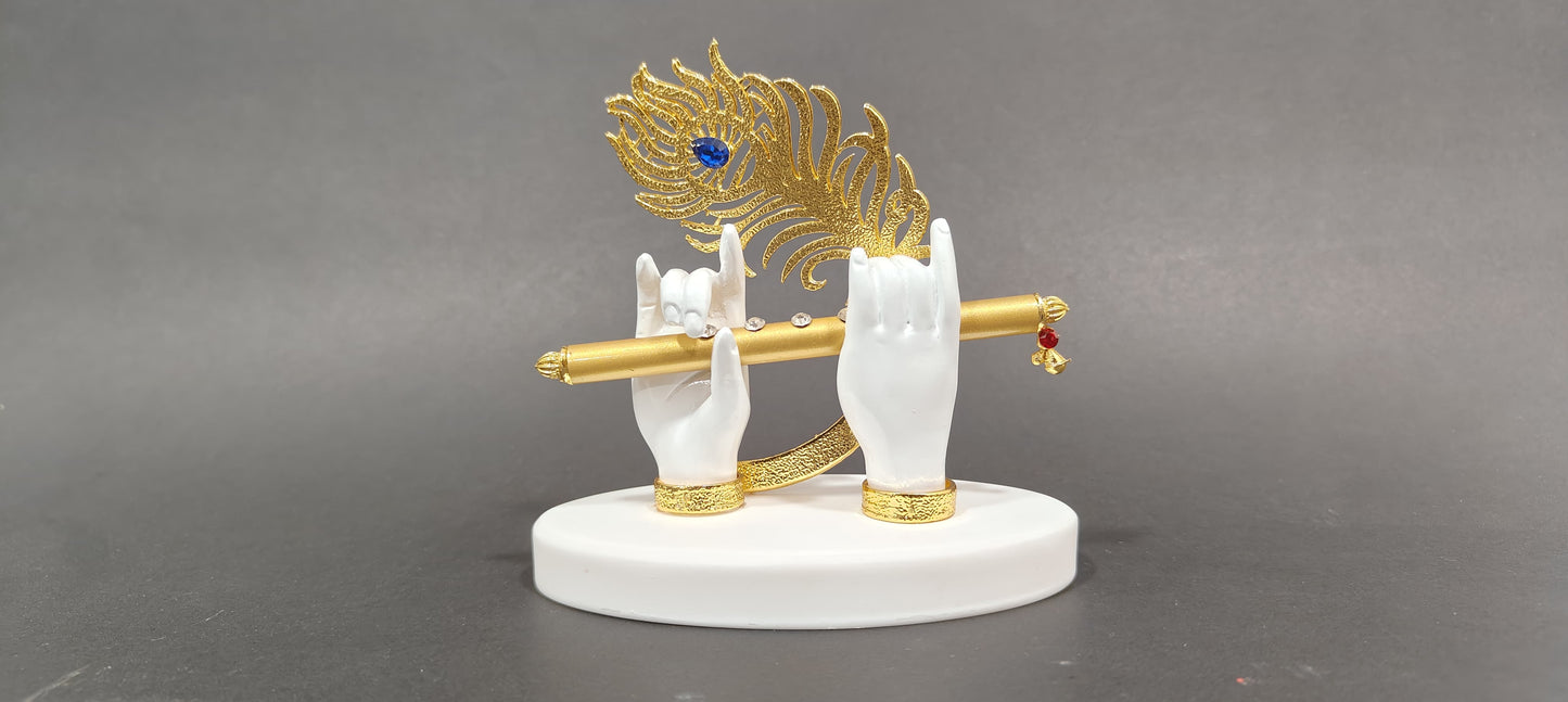 Gold Plated Krishna Hands with Flute 4.25 Inch