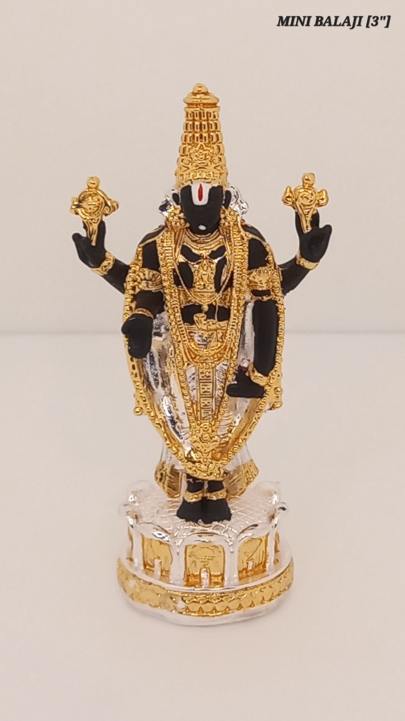 Gold And Silver Plated Lord Tirupati Balaji Statue 3 Inch