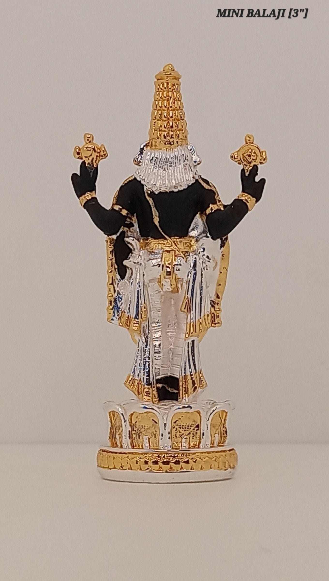 Gold And Silver Plated Lord Tirupati Balaji Statue 3 Inch