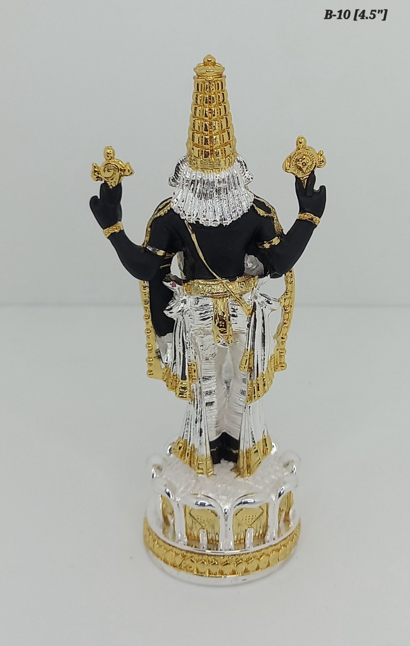 Pure Gold And 999 Silver Plated Lord Tirupati Balaji Statue 4.5 Inch