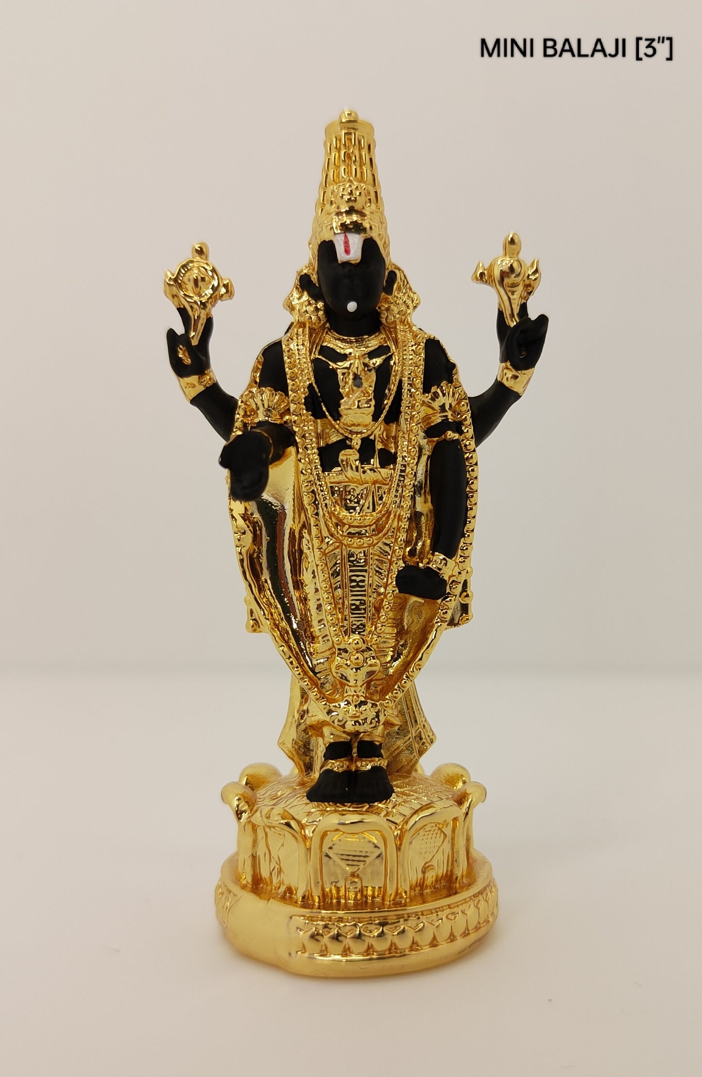 Gold plated Lord Tirupati Balaji Statue 3 Inch