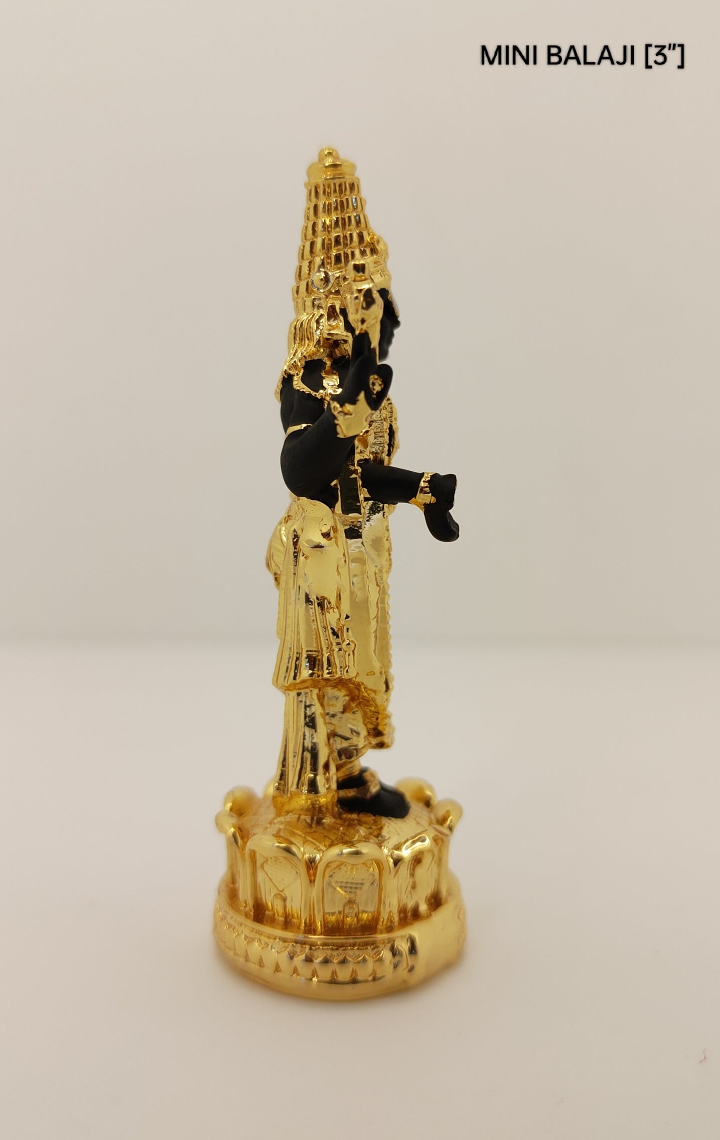 Gold plated Lord Tirupati Balaji Statue 3 Inch