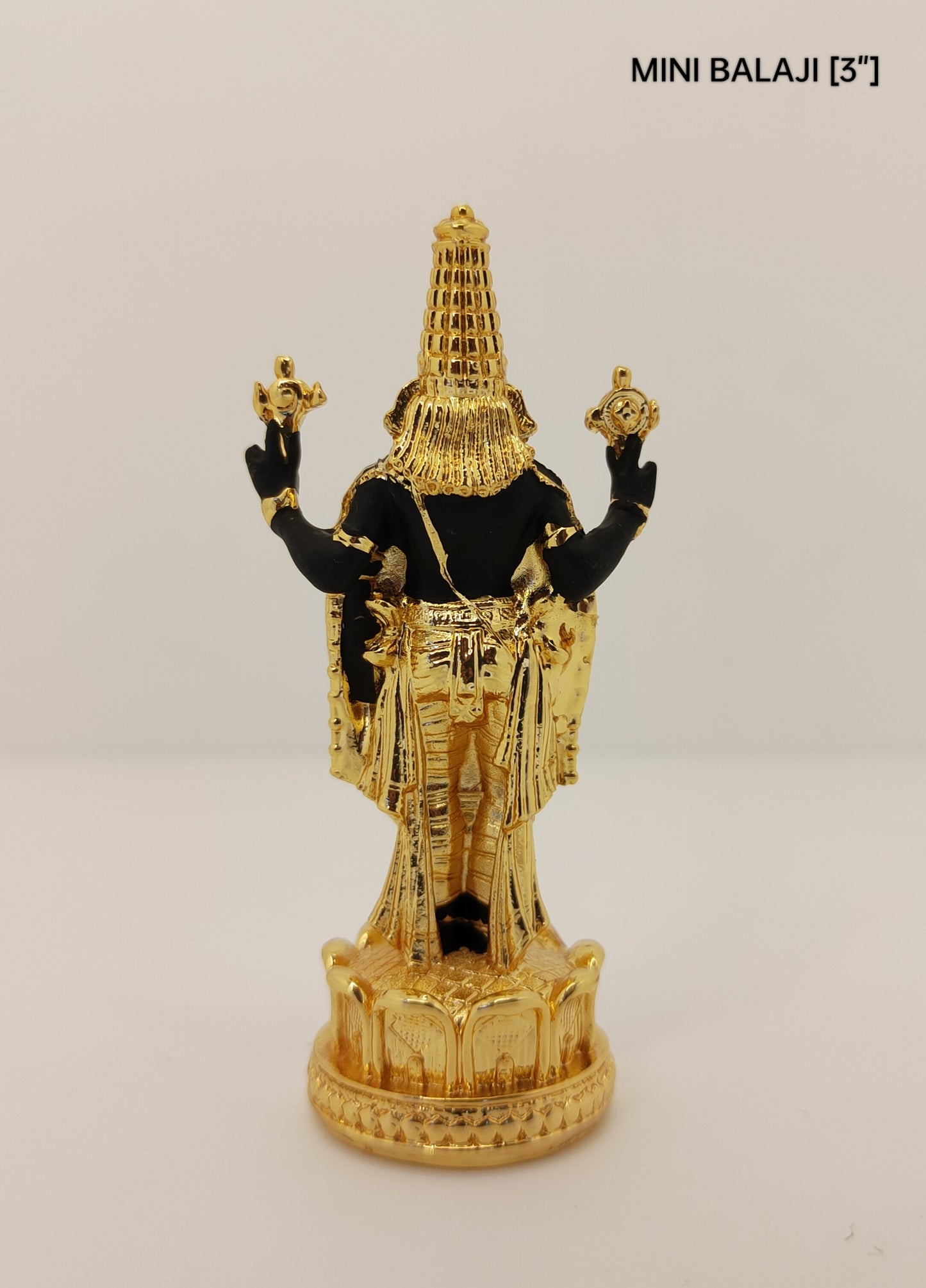 Gold plated Lord Tirupati Balaji Statue 3 Inch