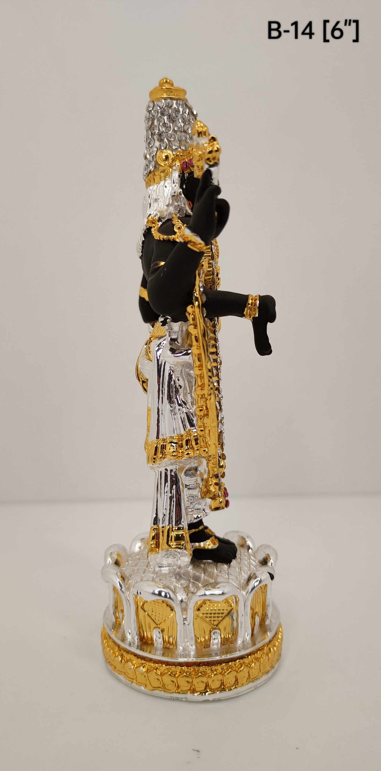 Gold And Silver Plated Lord Tirupati Balaji With Diamond 6 Inch