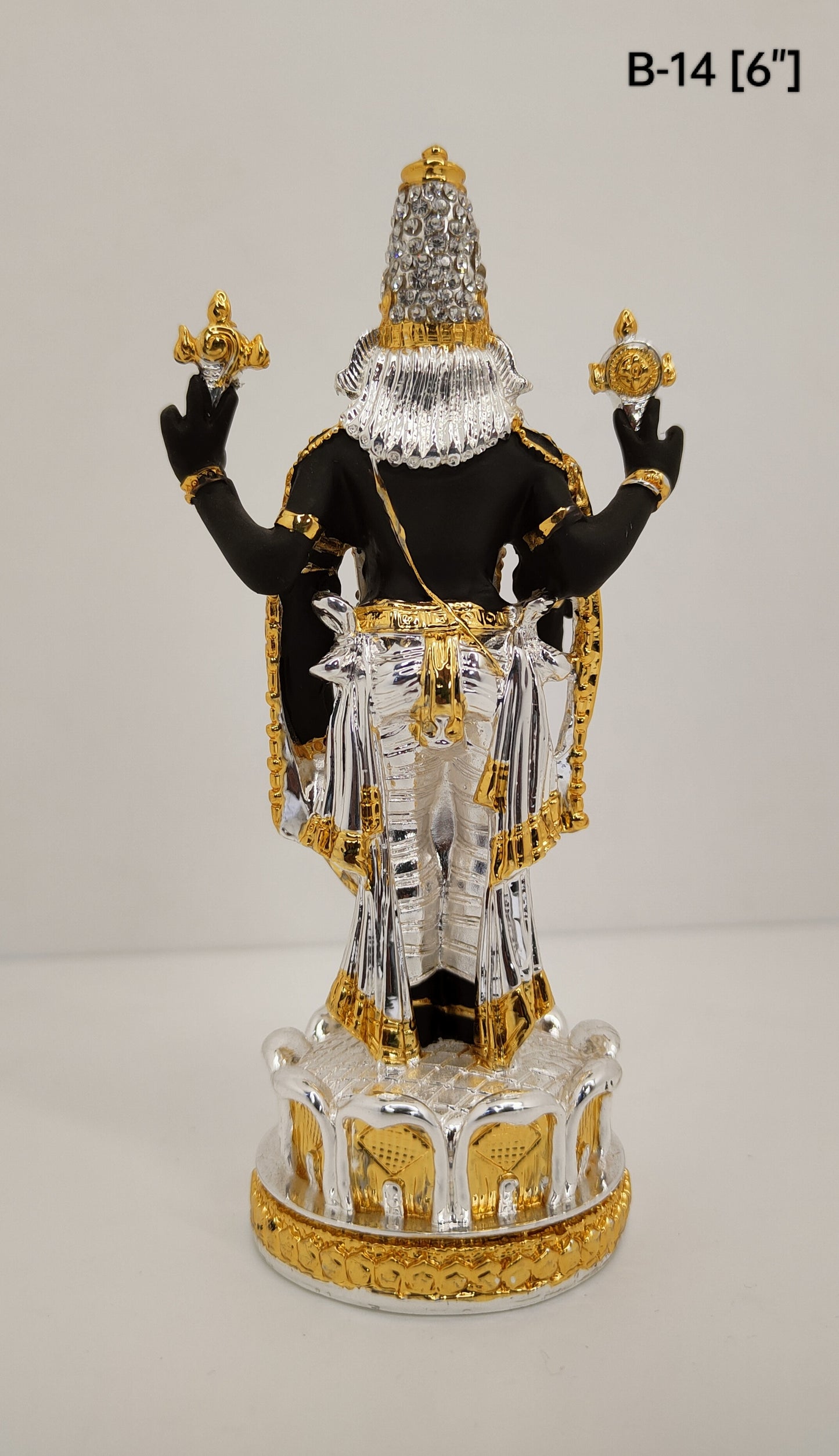 Gold And Silver Plated Lord Tirupati Balaji With Diamond 6 Inch