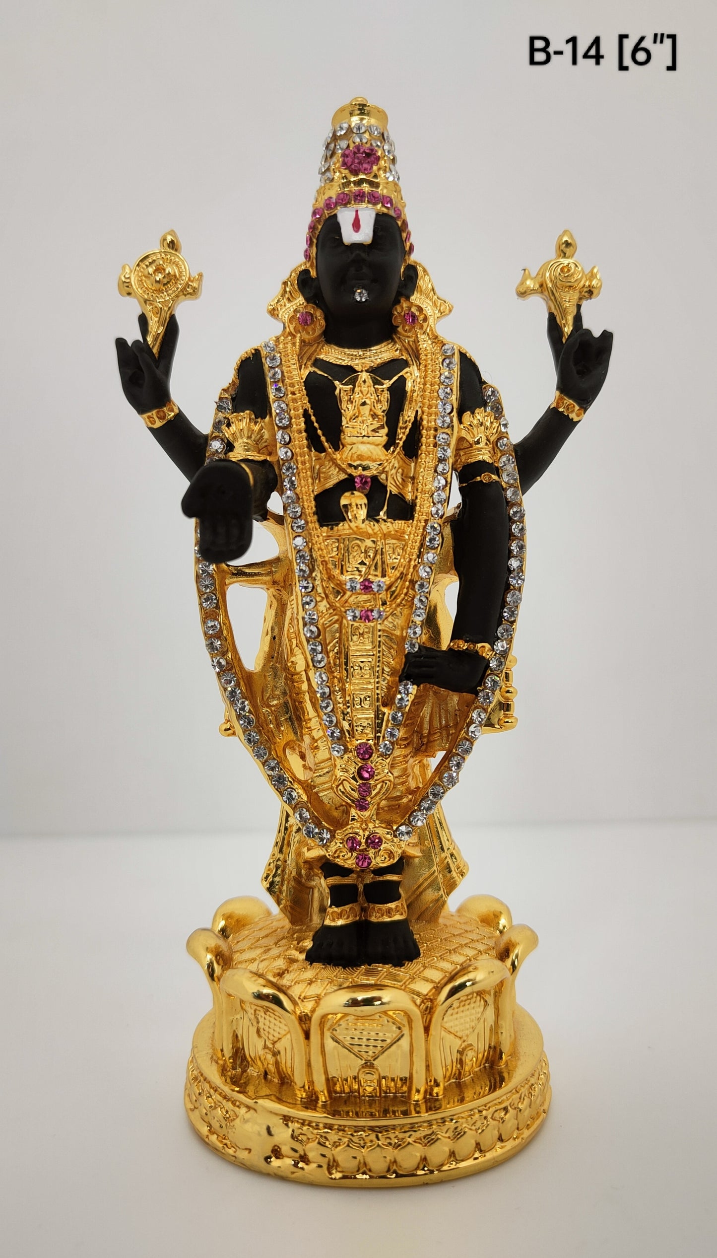 Gold Plated Lord Tirupati Balaji With Diamond  6 Inch