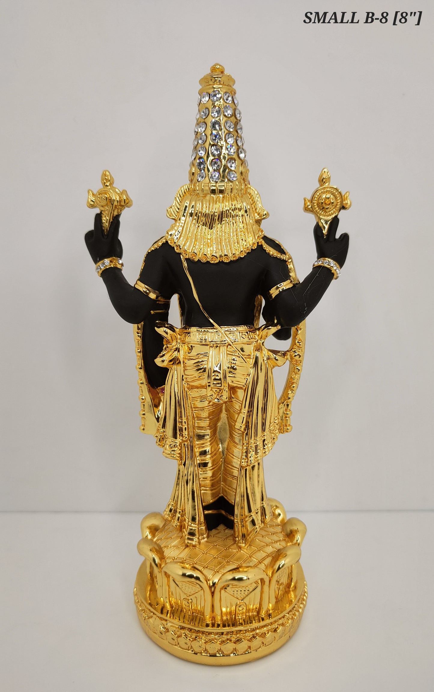 Gold Plated Lord Tirupati Balaji With Diamond 8 Inch