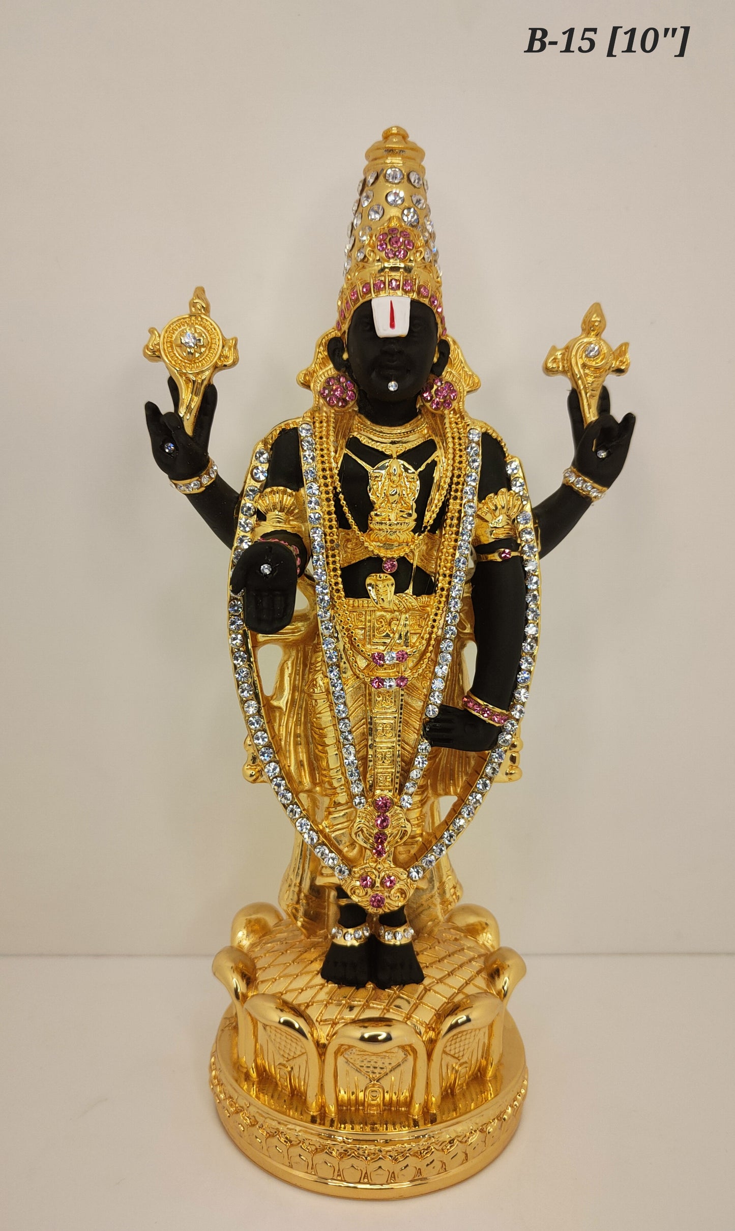 Gold Plated Lord Tirupati Balaji With Diamond 10 Inch