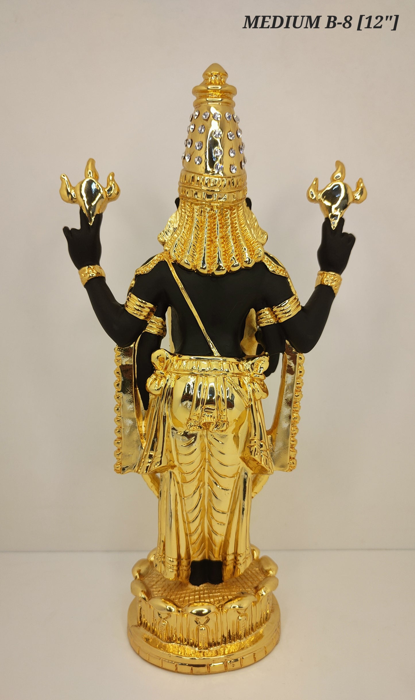 Gold Plated Lord Tirupati Balaji Statue With Diamond 12 Inch