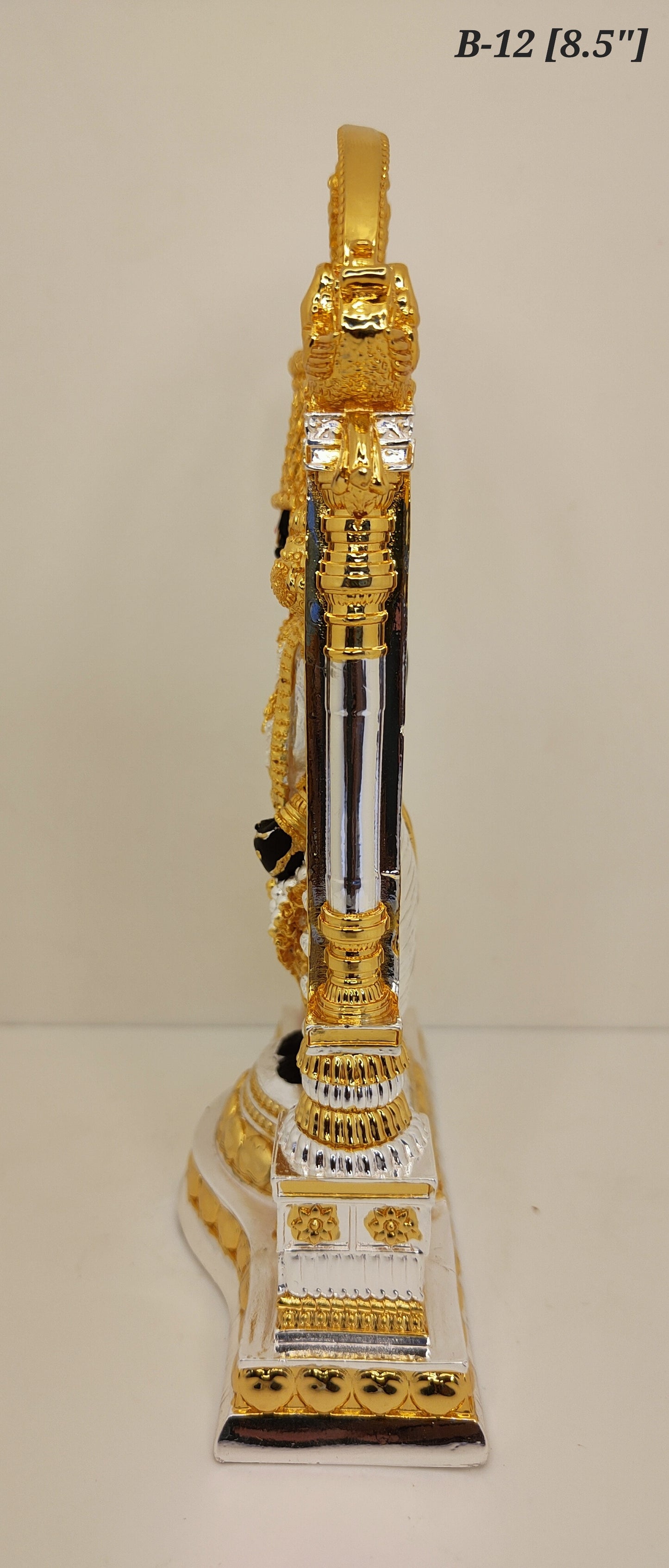 Pure Gold And 999 Silver Plated Arch Tirupati Balaji Statue 8.5 Inch