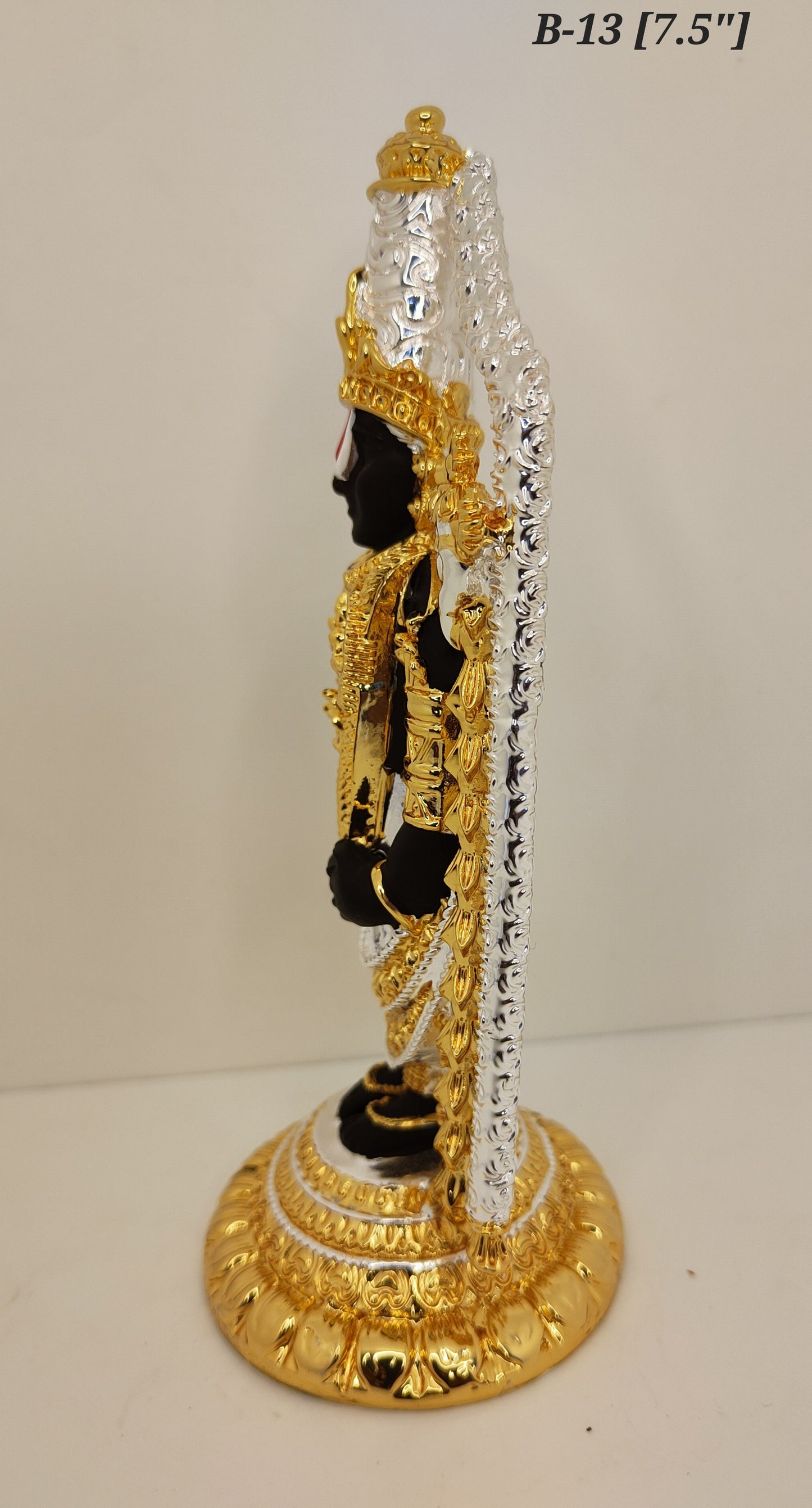 Pure Gold And 999 Silver Plated Arch Tirupati Balaji Statue 7.5 Inch