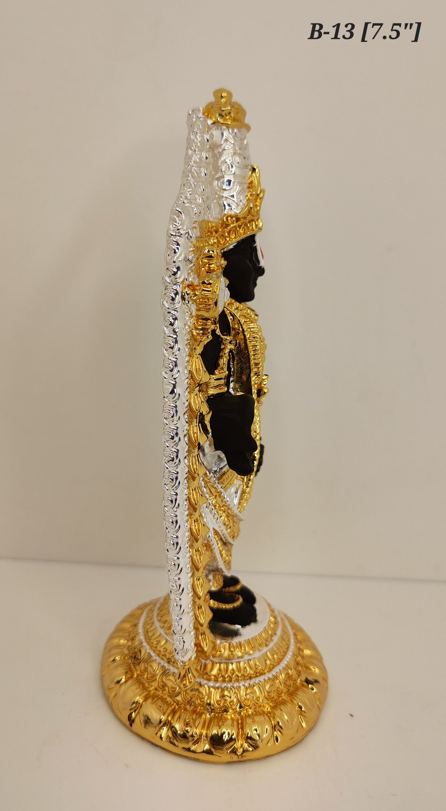 Pure Gold And 999 Silver Plated Arch Tirupati Balaji Statue 7.5 Inch