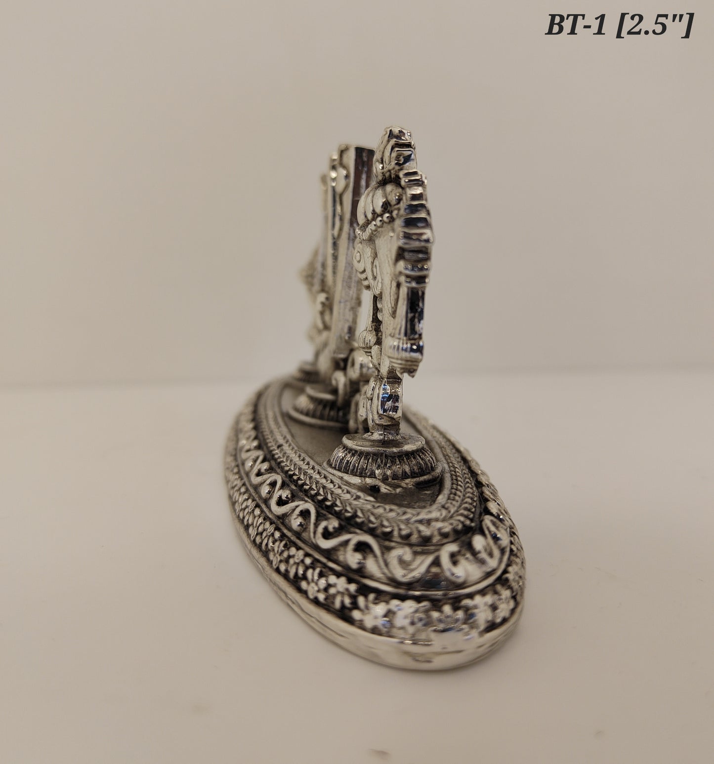 Silver Plated Antique Tirupati Balaji Sri Tilak Chakra Statue 2.5 Inch