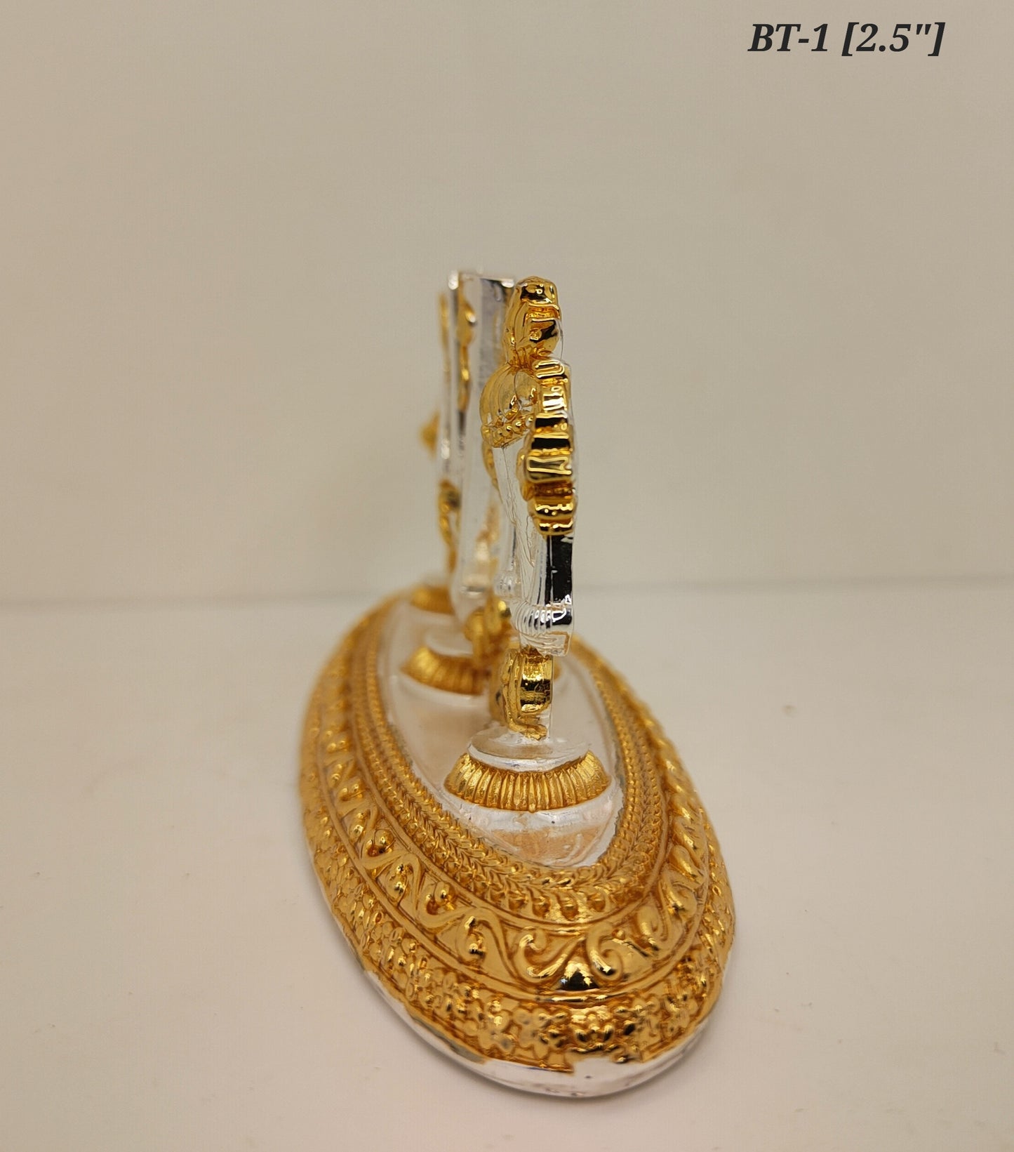 Gold AND Silver Plated Lord Tirupati Balaji Sri Tilak Chakra Statue 2.5 Inch