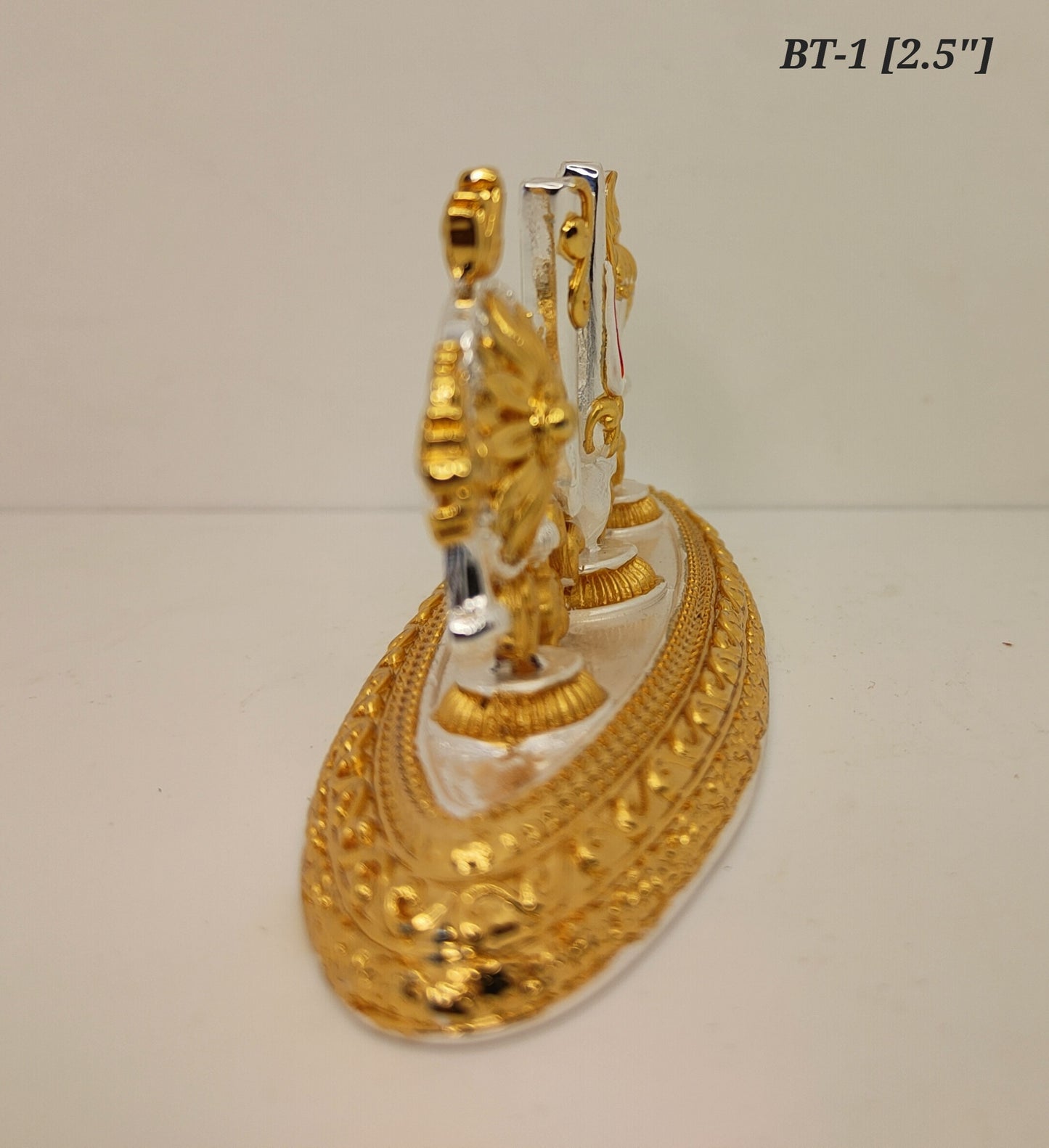 Gold AND Silver Plated Lord Tirupati Balaji Sri Tilak Chakra Statue 2.5 Inch