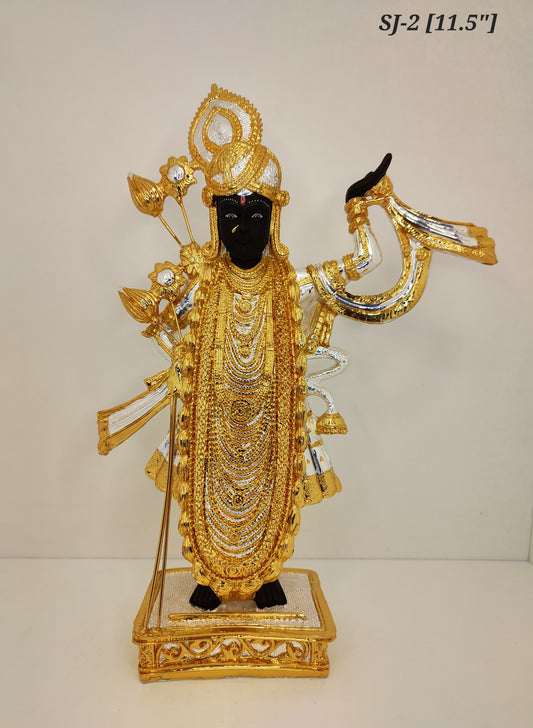 Premium Quality Gold and Silver Plated Shrinath Ji 11.5 Inch